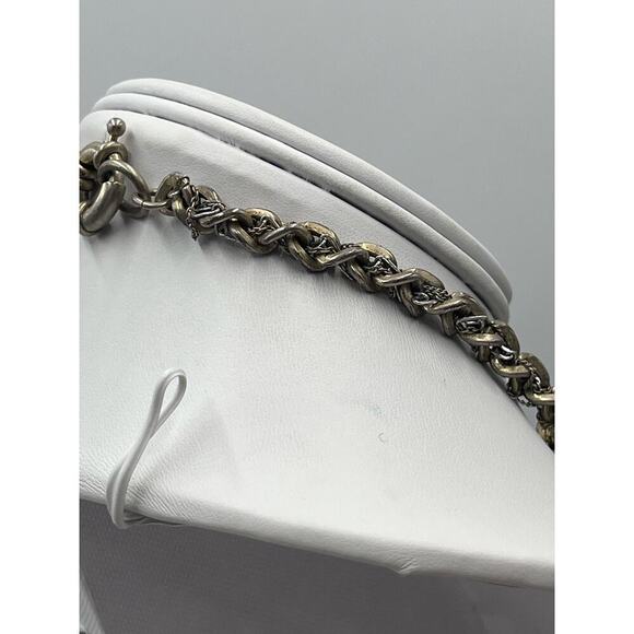 J. Crew Chunky Glass Rhinestone Mixed MultiStrand Braided Metal necklace - Picture 10 of 14